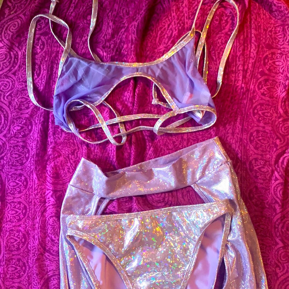 J VALENTINE Top + Bottoms + Chaps Purple Rave Set